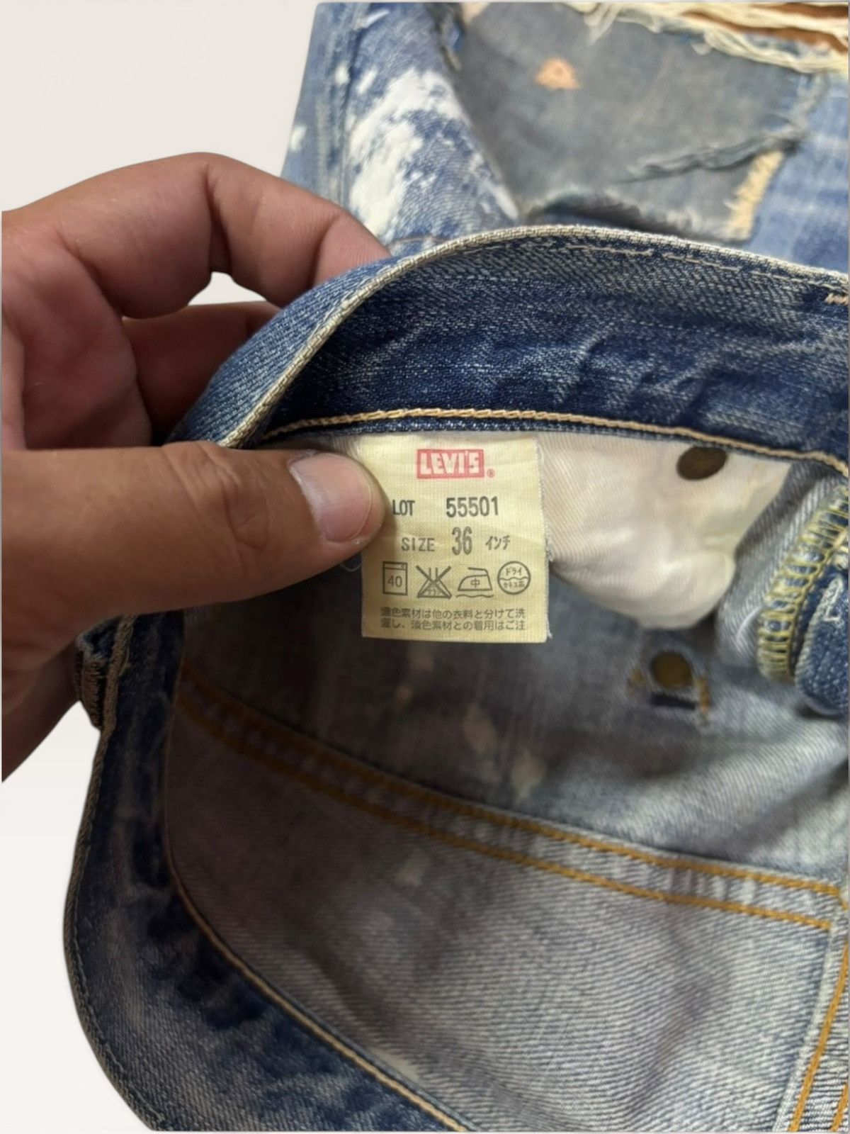 Junya Watanabe × Levi's Vtg Levis 501xx Big E Selvedge Splatter Patchwork Boro Jeans Size US 36 / EU 52 - 18 Thumbnail