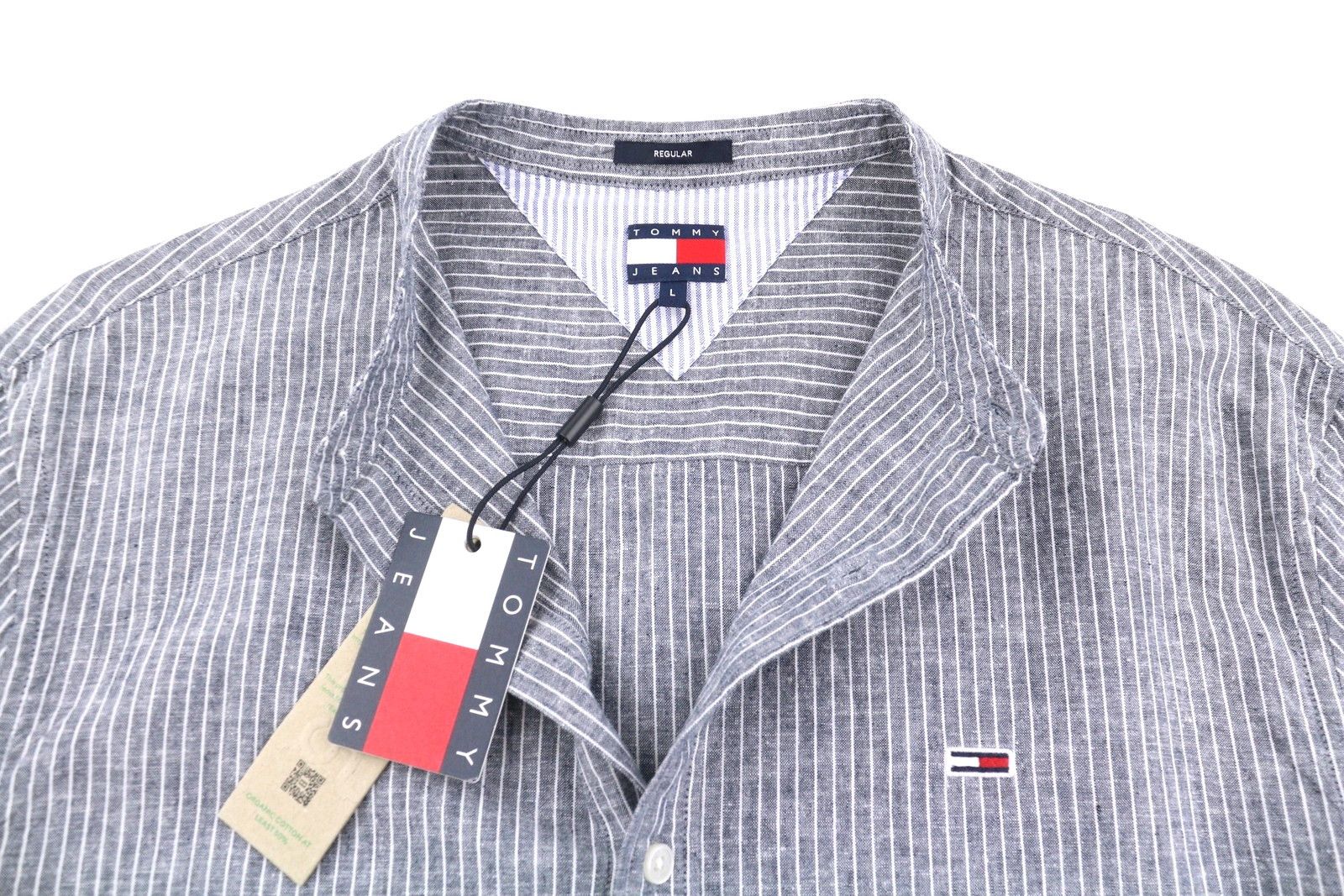 Tommy Hilfiger LINEN MIX L Blue Mandarin Striped 87683 Size US L / EU 52-54 / 3 - 5 Thumbnail