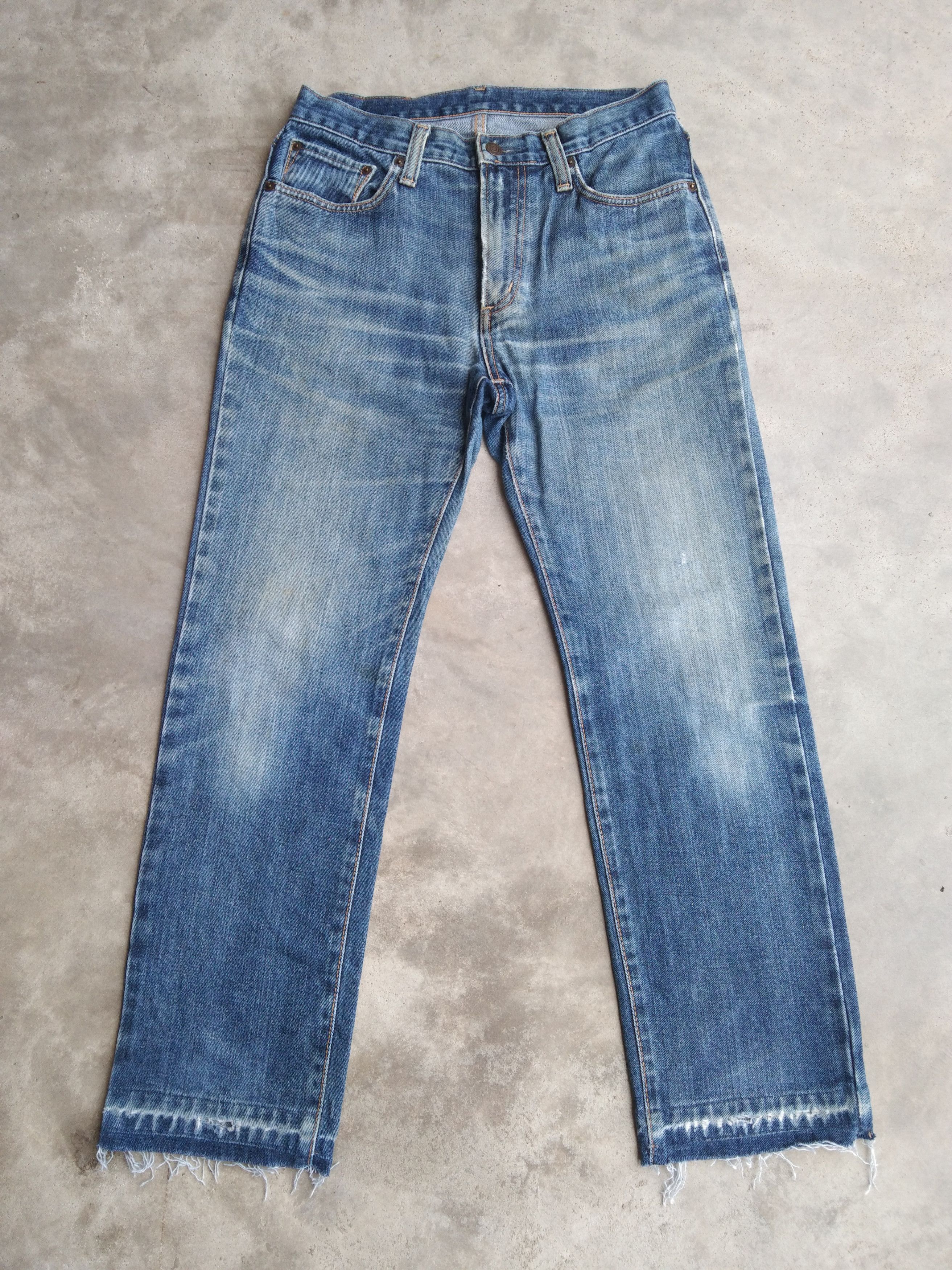 Vintage Distressed Edwin Released Hem Blue Wash Jeans 30x28