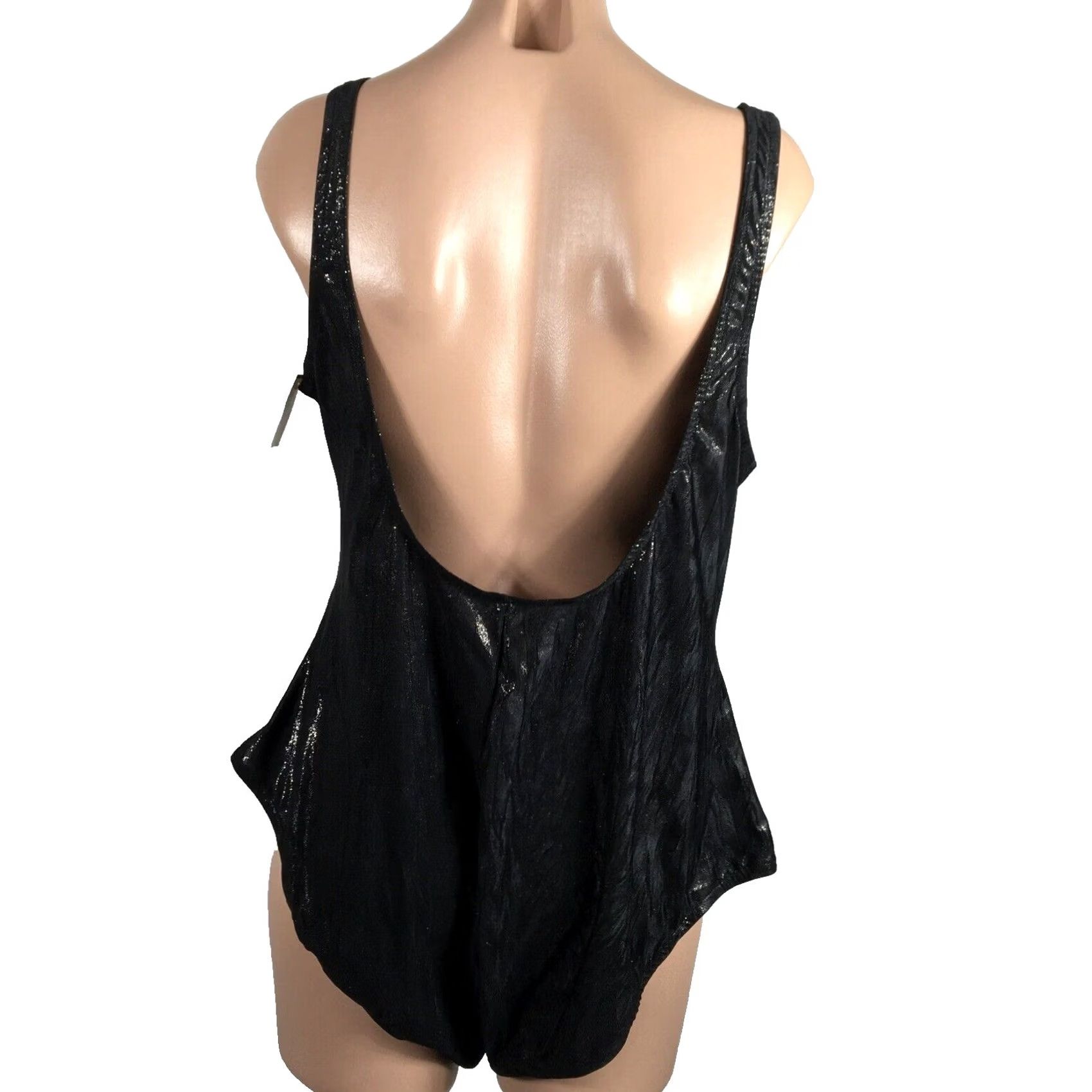 Vintage VINTAGE Cruz One Piece Swimsuit Adult Women 18W Black Glitter 80s Plus Nylon Lycra Slimming NWT Size ONE SIZE - 2 Thumbnail