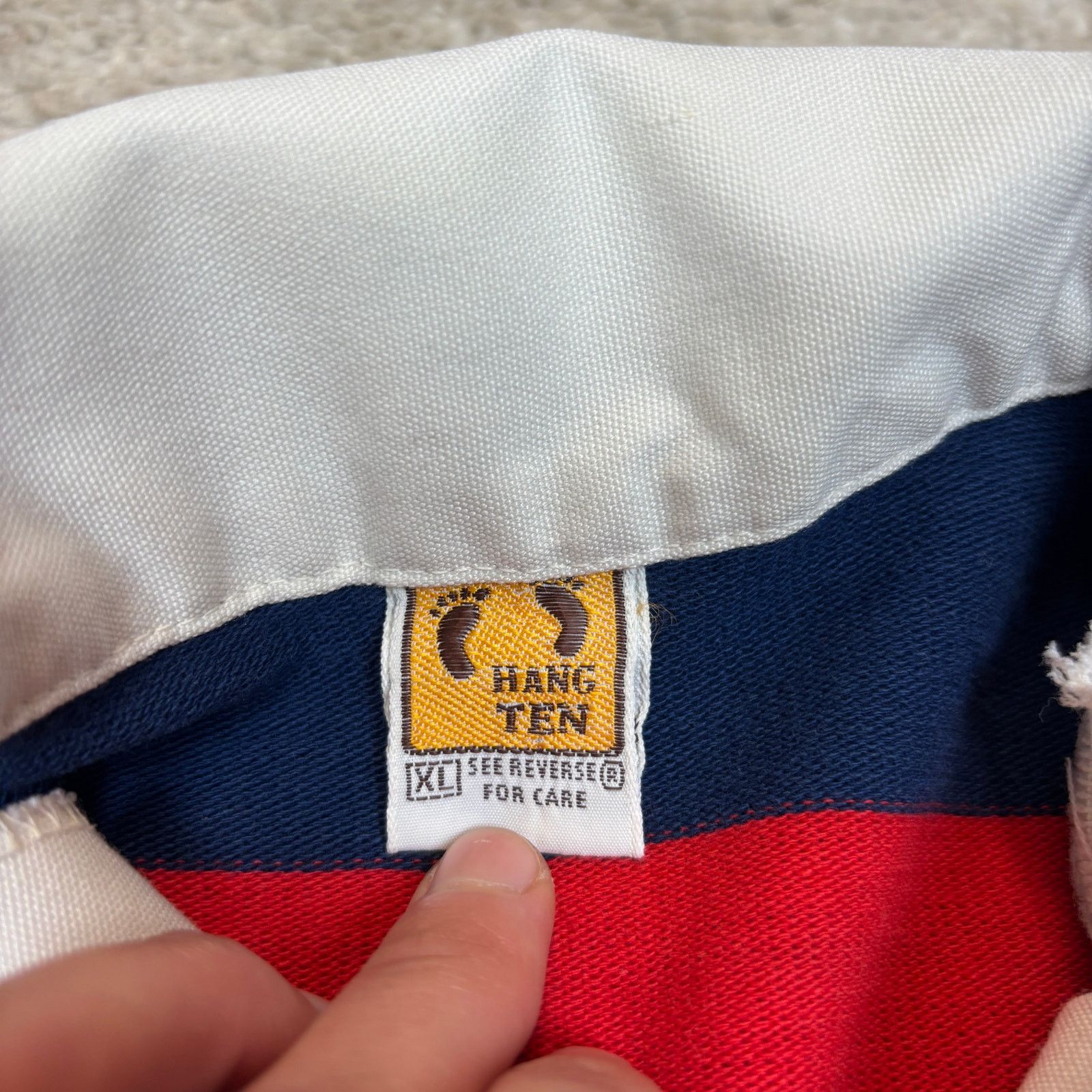 Hang Ten Vintage 70s Hang Ten Rugby Shirt Stripe Long Sleeve XL Size US XL / EU 56 / 4 - 4 Thumbnail