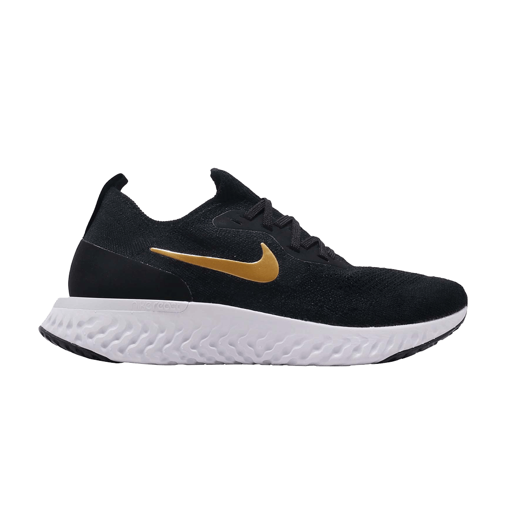 image of Nike Wmns Epic React Flyknit Metallic Gold Shoes in Black, Women's (Size 9)