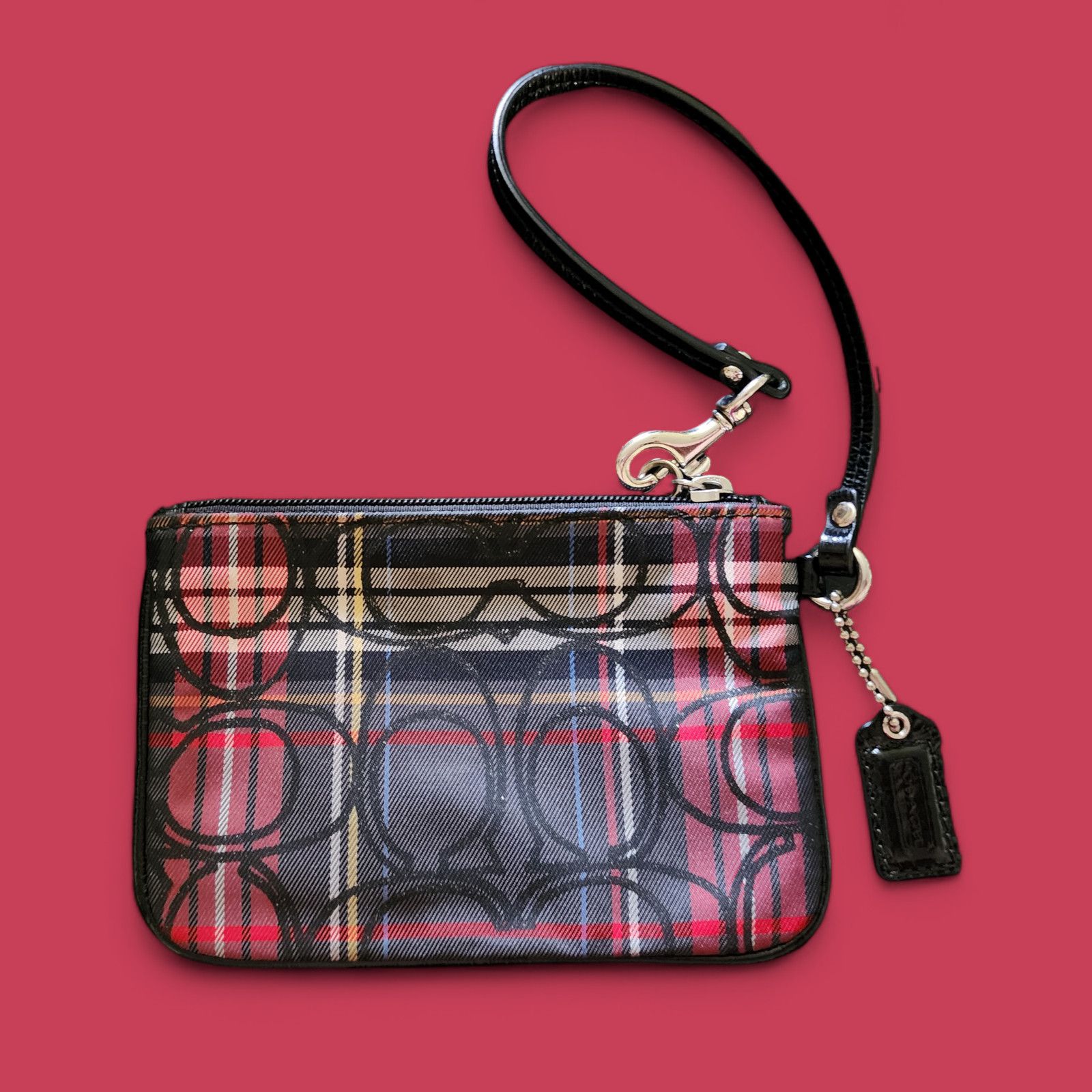 Coach COACH POPPY Wristlet Plaid, Glitter Tartan Signature Coach Size ONE SIZE - 1 Thumbnail