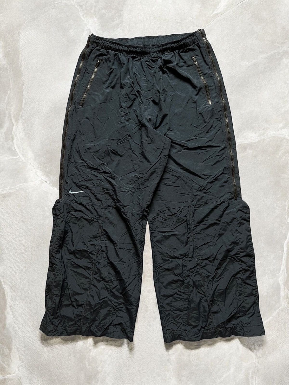 NIKE VERY WIDE! BAGGY KNEE LOGO TRACK SUIT PANTS y2k 90s ZIP