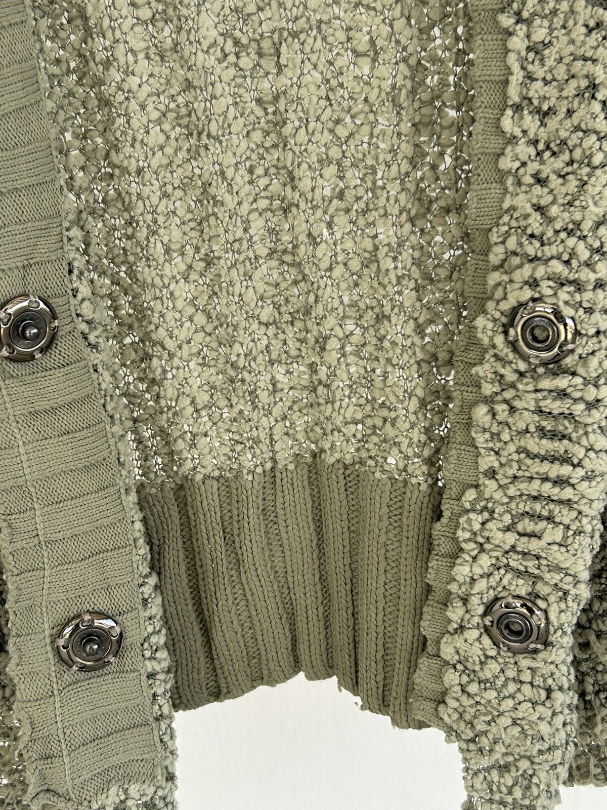 Hiroko Koshino Homme Hiroko Bis textured olive green knit cardigan Size M / US 6-8 / IT 42-44 - 5 Thumbnail