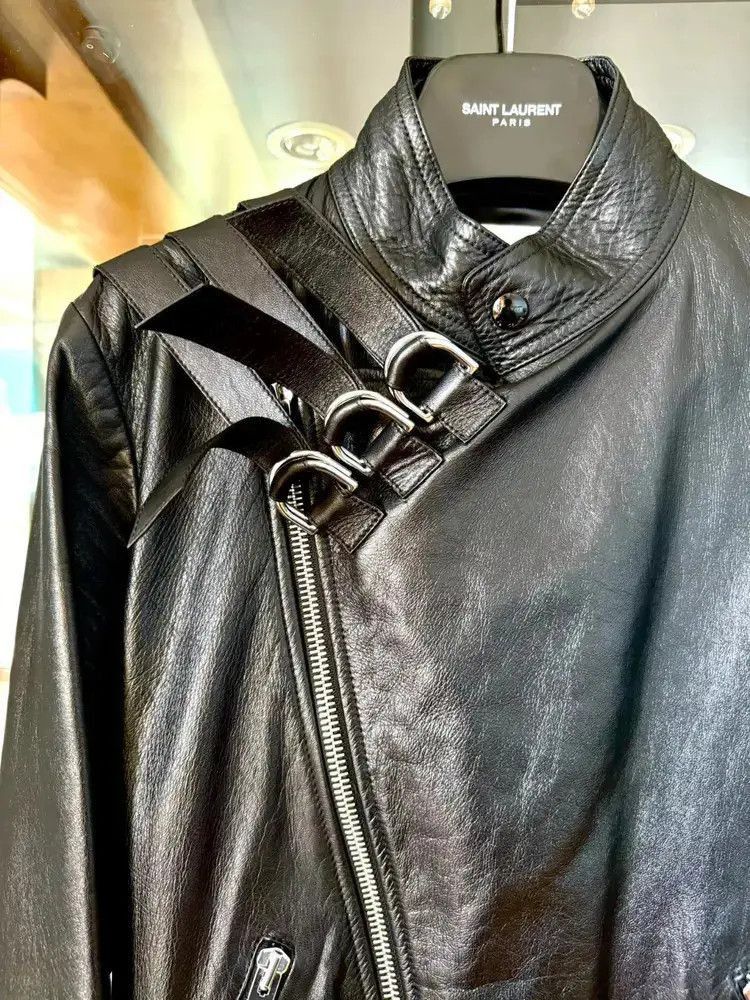 Celine Sz 46 Celine 19SS Tripe Stripe Leather Jacket Size US S / EU 44-46 / 1 - 2 Thumbnail
