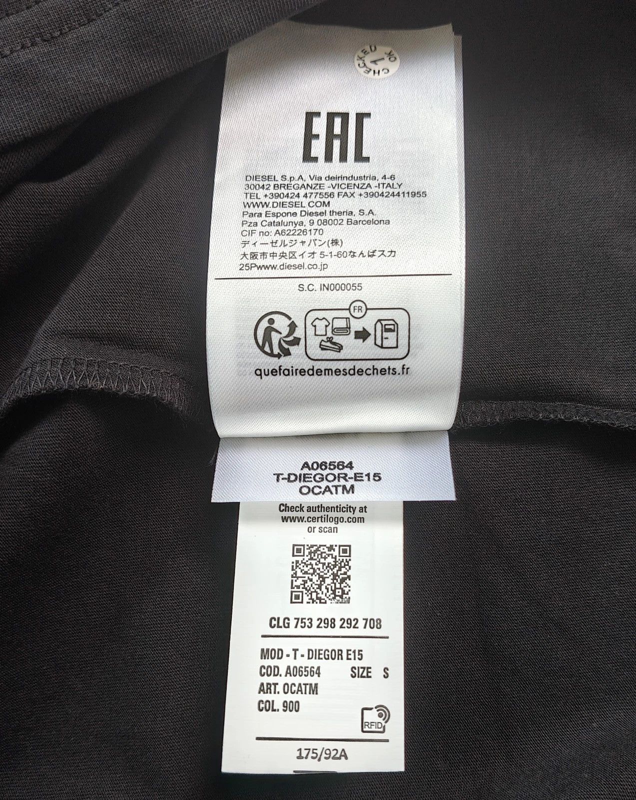 Diesel DIESEL Black T-Shirt With Logo Patch T 4120 Size US S / EU 44-46 / 1 - 9 Thumbnail