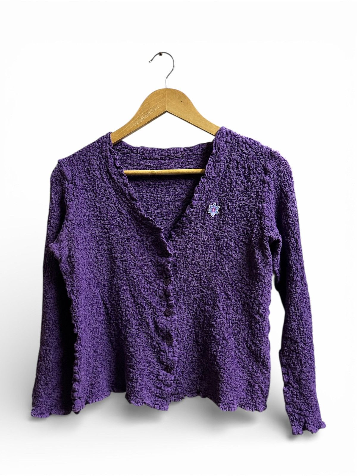 me Issey Miyake Purple Cauliflower Popcorn Pleat Cardigan