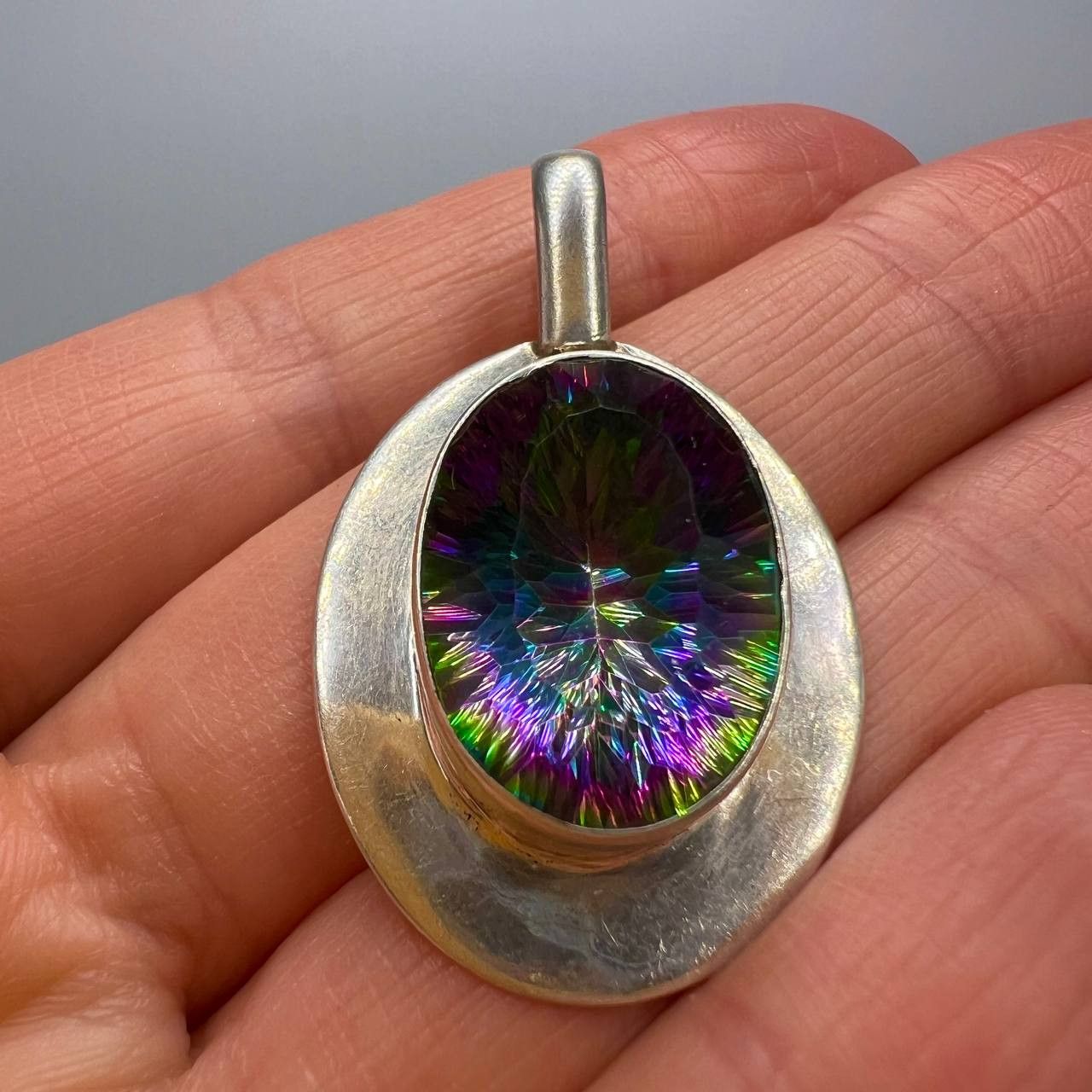 Sterling Silver Vintage Pendant Sterling Silver 925 Gemstone Mystic Topaz Size ONE SIZE - 3 Thumbnail