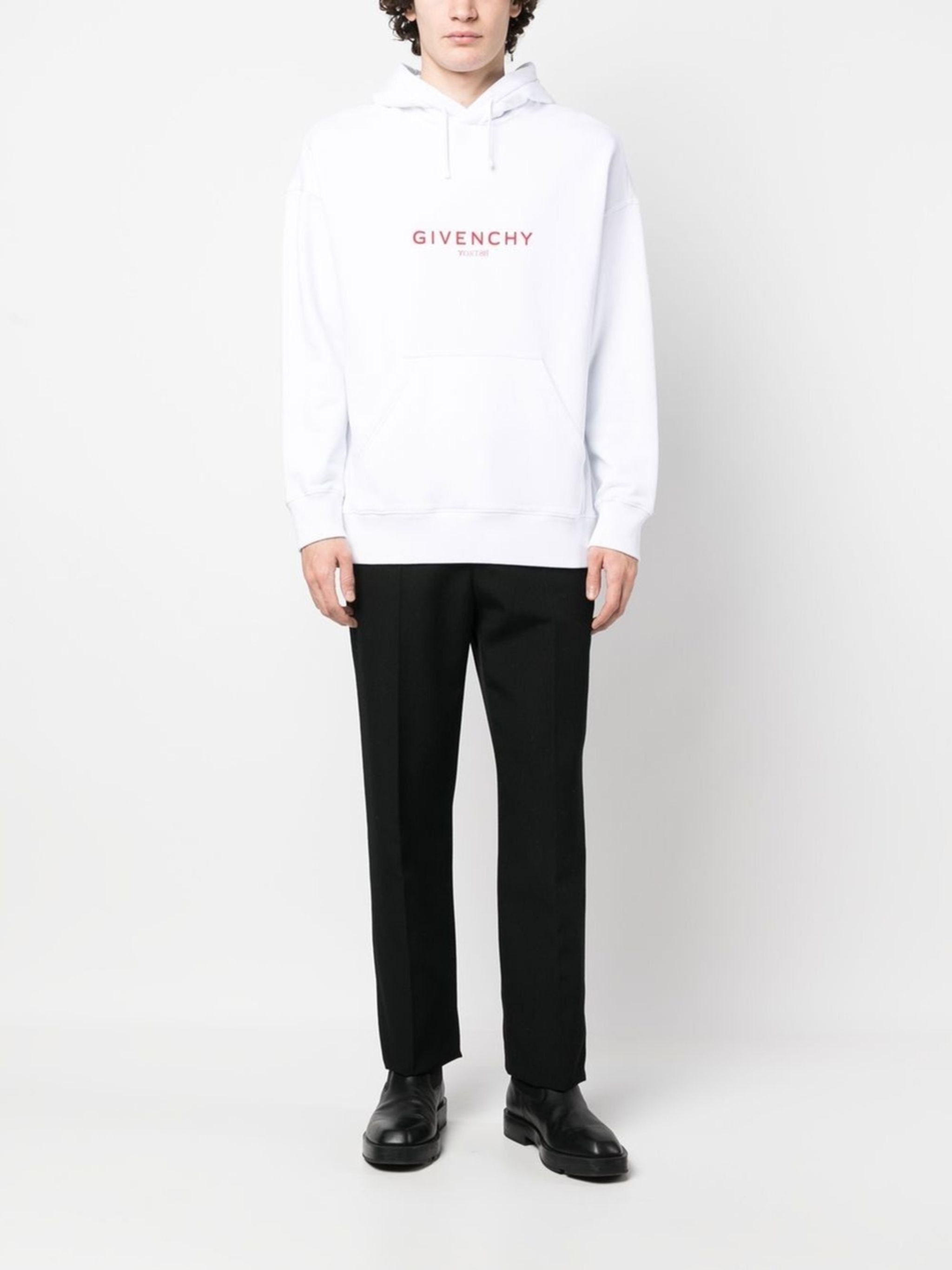 (B).Stroy × Givenchy White Reverse Logo Hoodie Size US S / EU 44-46 / 1 - 3 Thumbnail