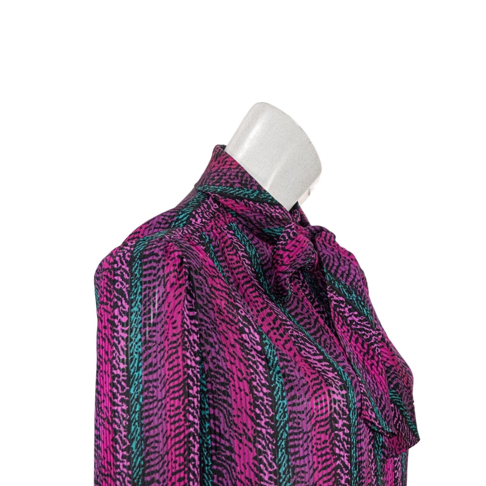 St. John VTG ST. JOHN Women's Tie Neck Blouse in Purple print Size M / US 6-8 / IT 42-44 - 9 Thumbnail