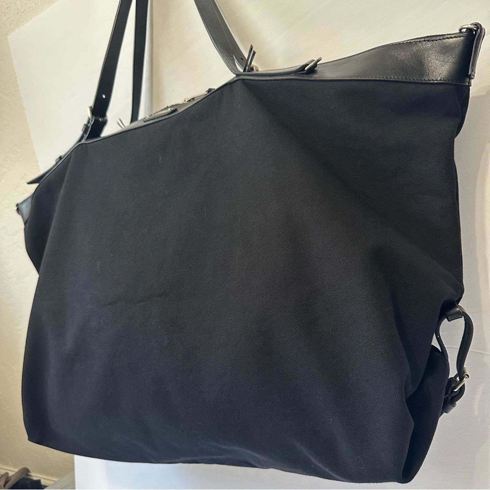 Saint Laurent Paris ID Convertible Canvas Travel Duffel Bag Lrg Black Leather Size ONE SIZE - 9 Thumbnail