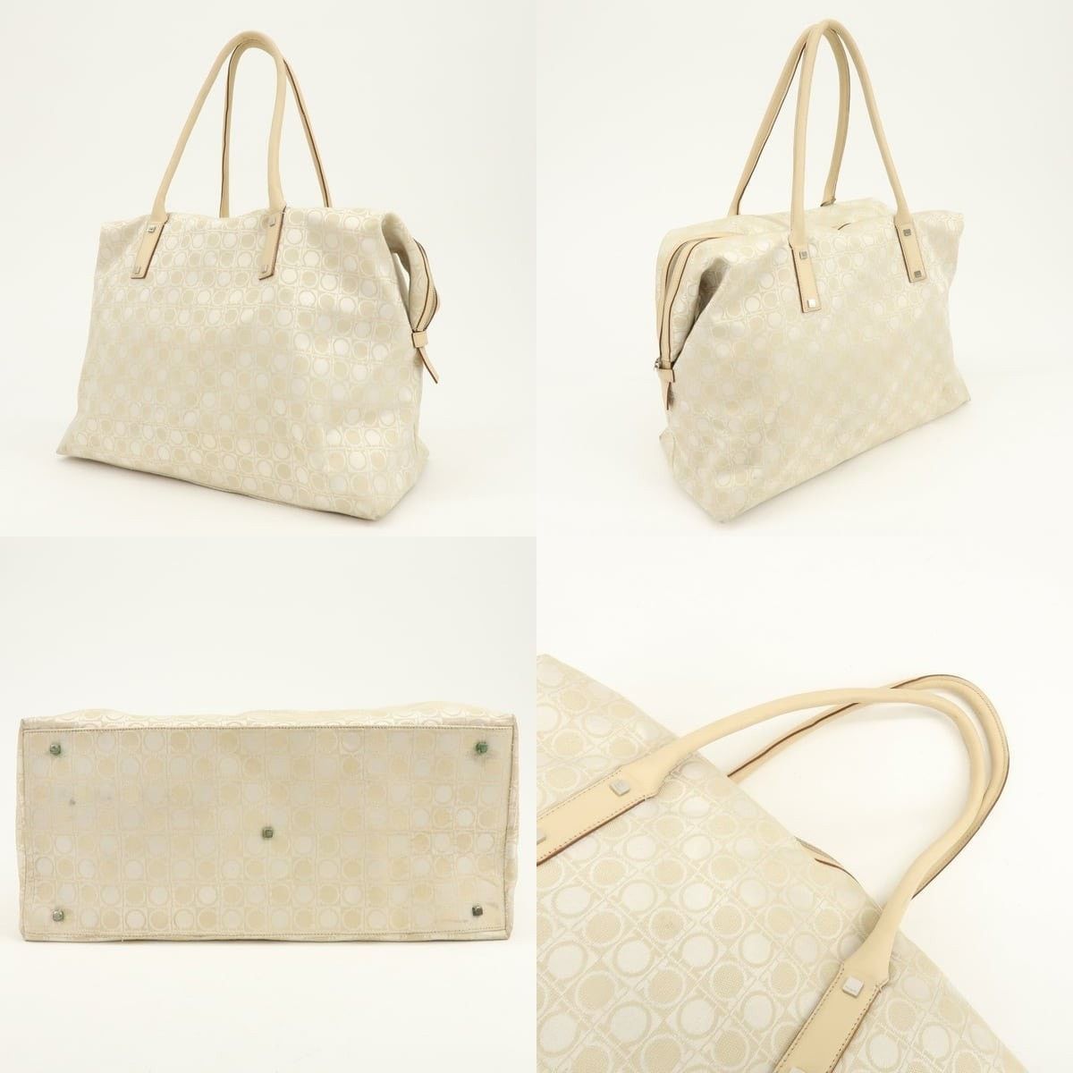 Salvatore Ferragamo Ferragamo Gancini Canvas Tote Beige Size ONE SIZE - 3 Thumbnail