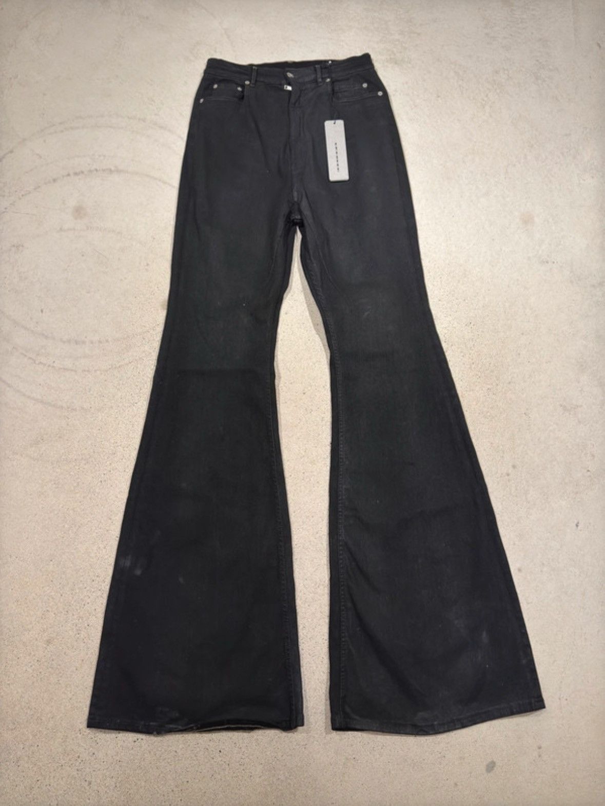 Pre-owned Rick Owens X Rick Owens Drkshdw Rick Owens Sample Waxed Bolan Bootcut In Black
