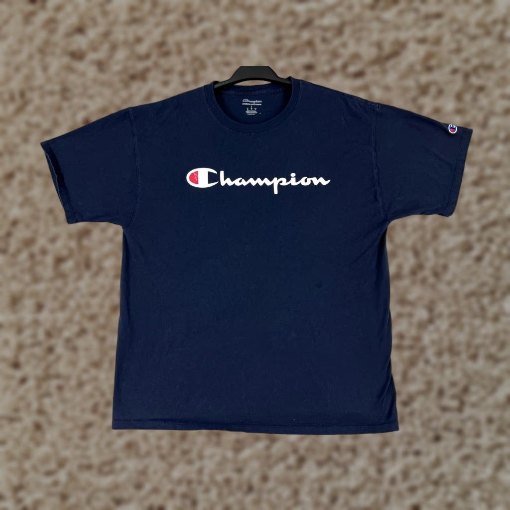 Champion Champion Shirt Men L Blue Logo Short Sleeve Crew Neck Cotton Modern Sports Logo Shirt Mens Size US L / EU 52-54 / 3 - 1 Thumbnail