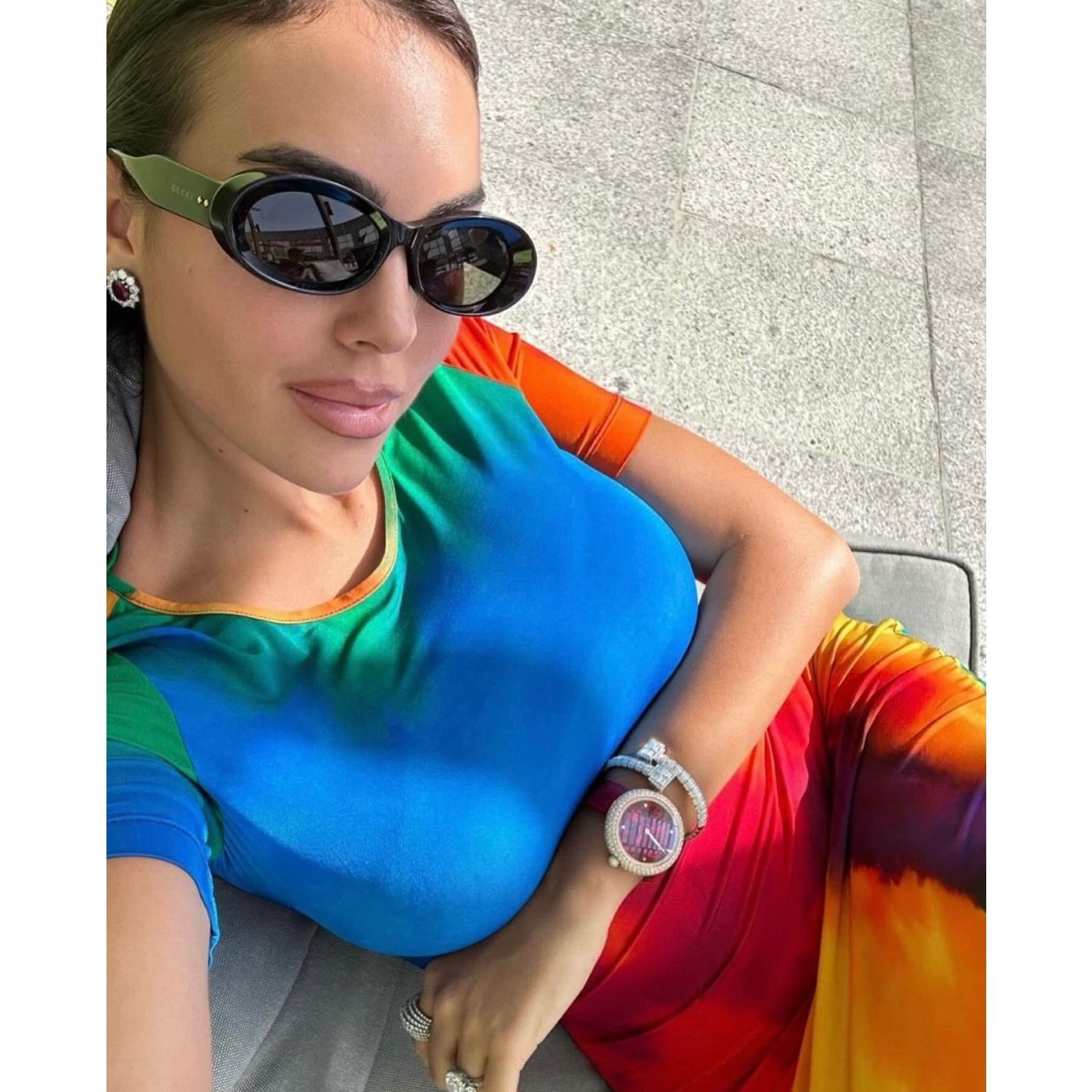 Gucci NEW Gucci GG1587S Oval Black Sunglasses Size ONE SIZE - 3 Thumbnail