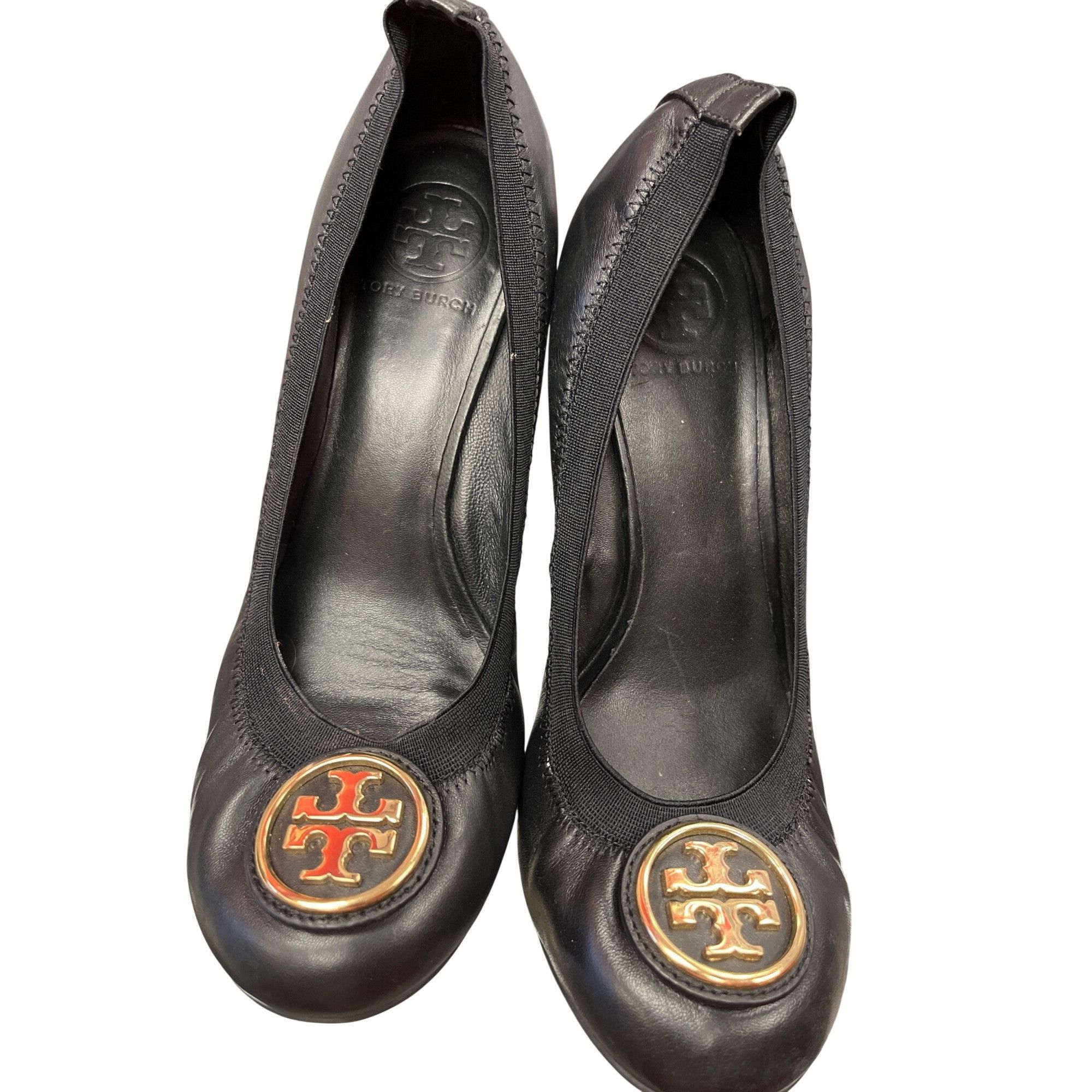 Tory Burch Tory Burch wms black leather slip wedge 2.5 heels shoes sz 8 Size US 8.5 / IT 38.5 - 15 Thumbnail