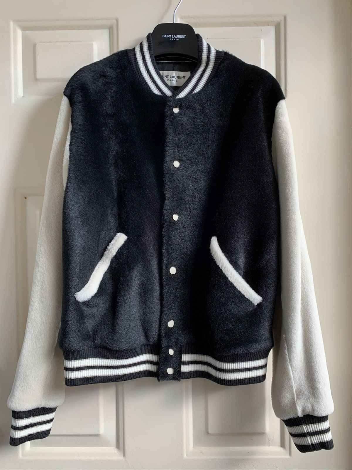 Saint Laurent Paris Shearling Teddy Jacket in Black / Off-white Size US L / EU 52-54 / 3 - 1 Thumbnail