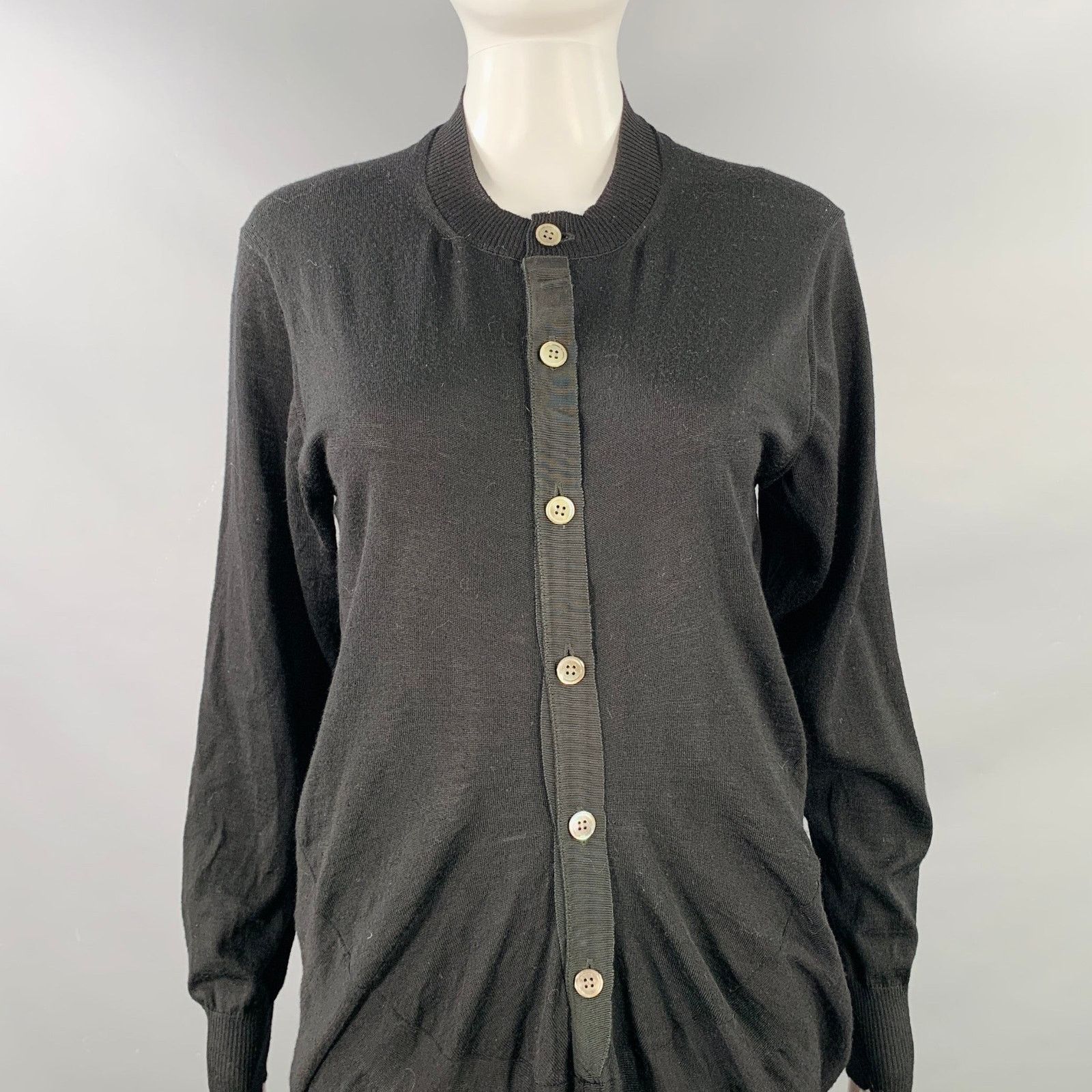 Junya Watanabe JUNYA WATANABE 2011 M Black Wool Long Placket Midi Dress Size M / US 6-8 / IT 42-44 - 2 Thumbnail