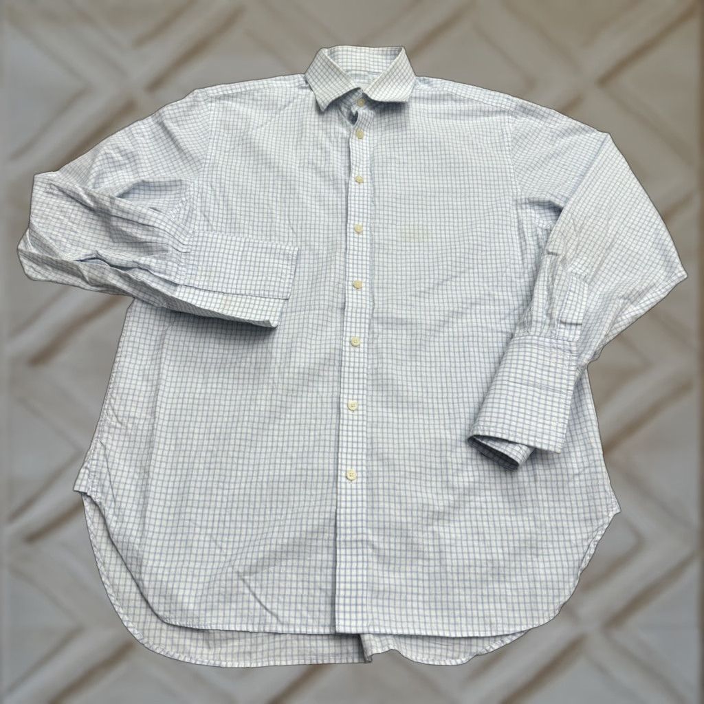 Charles Tyrwhitt VINTAGE Charles Tyrwhitt Classic Fit Dress Shirt Mens 16/34 Business Formal Cotton Check White/Blue Size 34R - 1 Thumbnail