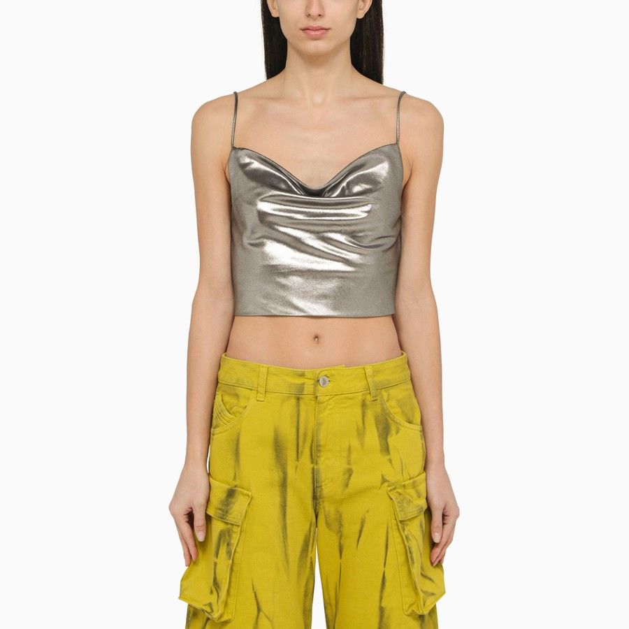 image of Rotate Birger Christensen O1D2Blof0124 Top In Metal, Women's (Size Small)