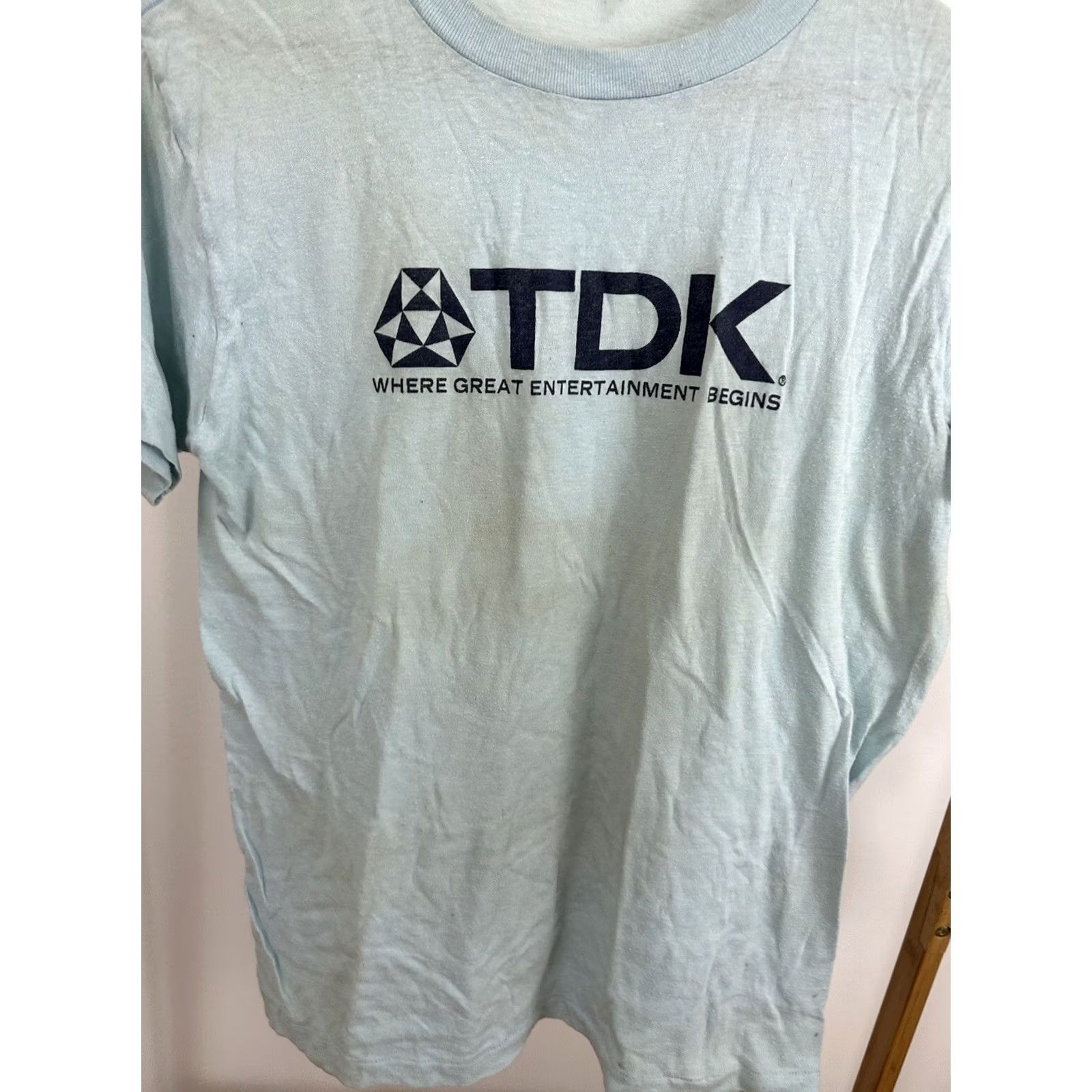 Greats VTG 80s TDK Where Great Entertainment Begins Cassette Tape Thin Ched T-Shirt L Men Short Sleeve Blue Size L Size US L / EU 52-54 / 3 - 5 Thumbnail