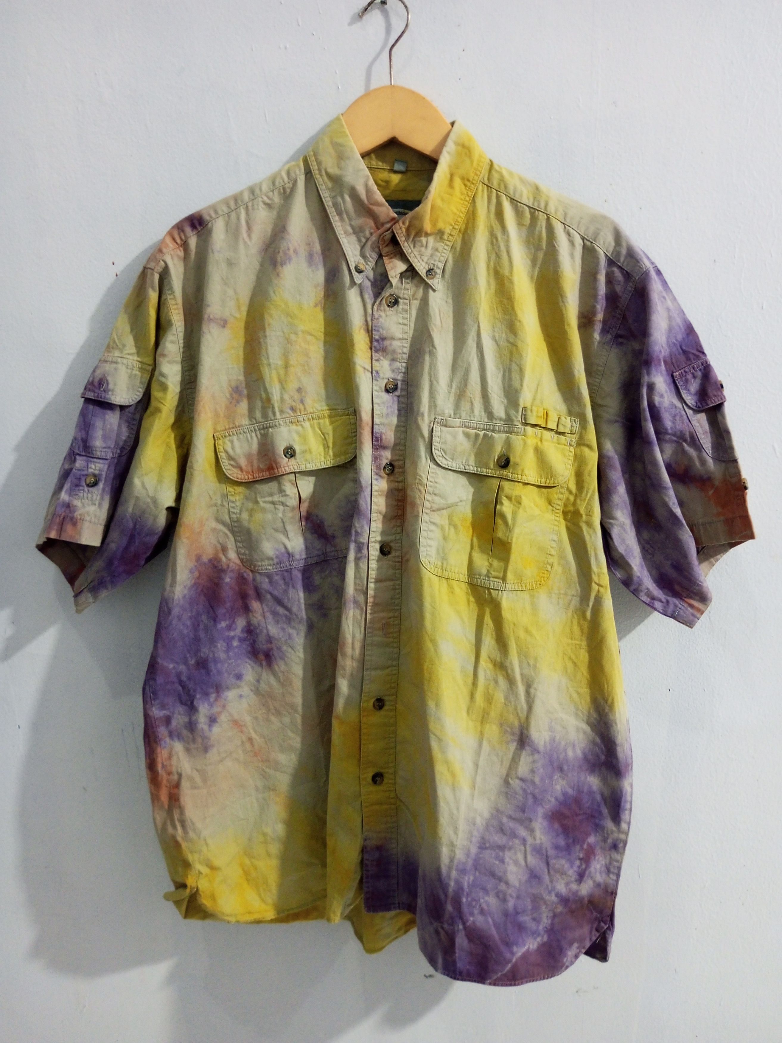 Vintage Vintage Head wind tie dye multi pocket shirt Size US XL / EU 56 / 4 - 1 Thumbnail