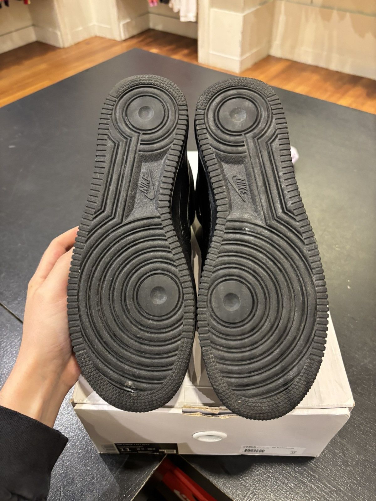 1017 ALYX 9SM × Nike Nike Air Force One High Alyx Triple Black Size US 11 / EU 44 - 7 Thumbnail