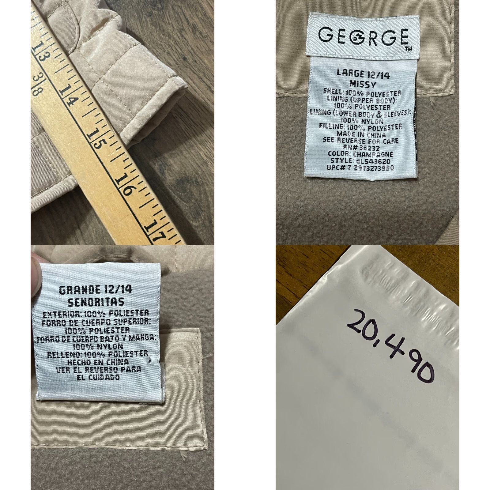 George George Jacket Women's Size Large 12/14 Tan Full Zip Zip Pockets Size L / US 10 / IT 46 - 8 Thumbnail