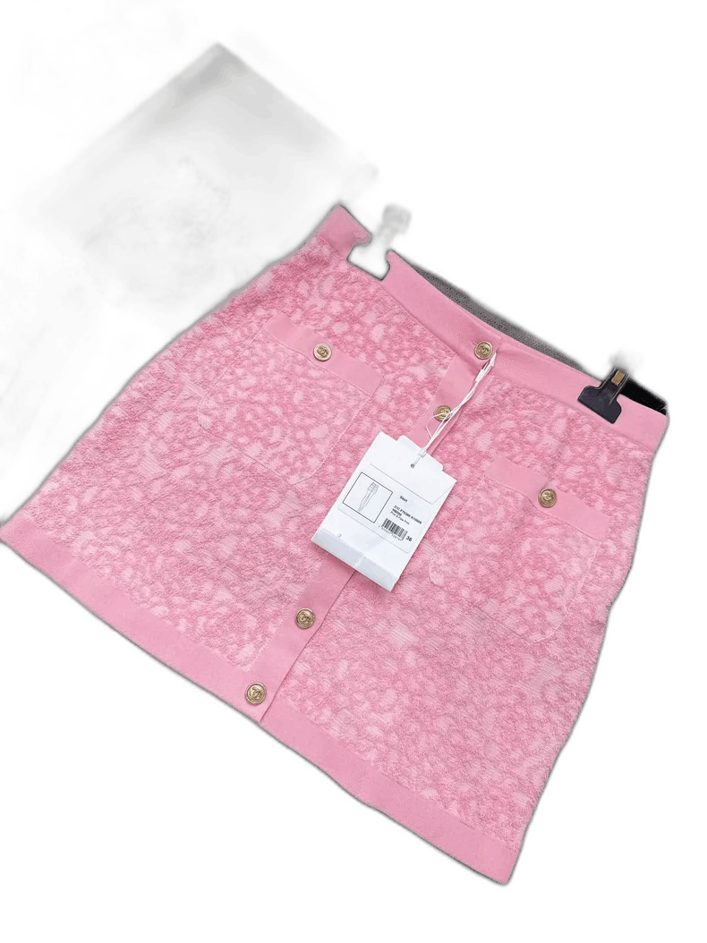 Pink Embossed Camellia Skirt by Chanel