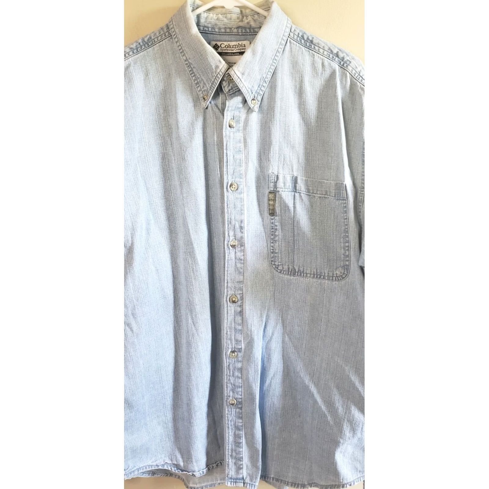 Denime Columbia Men’s L Long Sleeve Heavy Weight Denim Cotton Light Wash Shirt Size US L / EU 52-54 / 3 - 2 Thumbnail