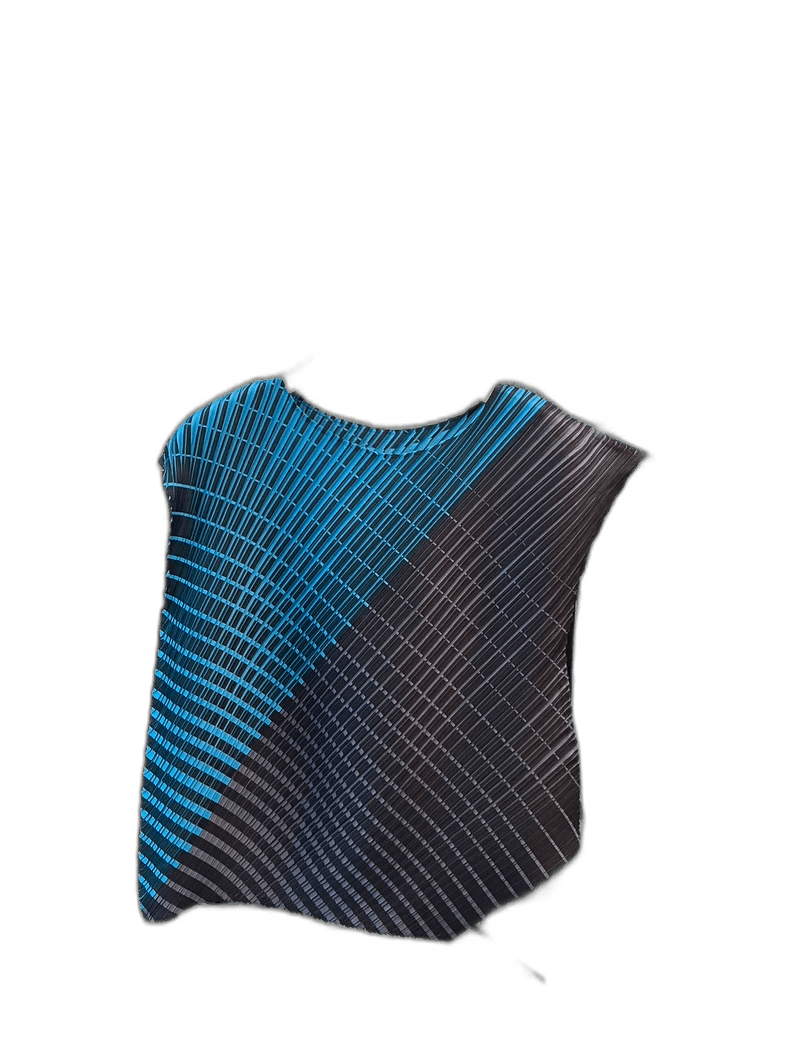 Issey Miyake Blue and Black Short Sleeve Top Size S / US 4 / IT 40 - 1 Thumbnail