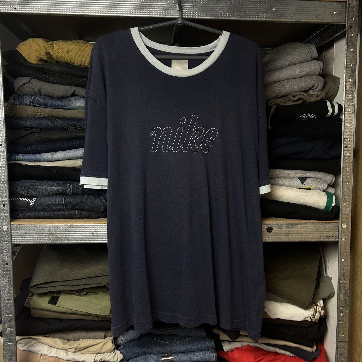 Nike Vintage Nike Big Logo Streetwear 90’s blue y2k basic tee Size US XL / EU 56 / 4 - 1 Thumbnail