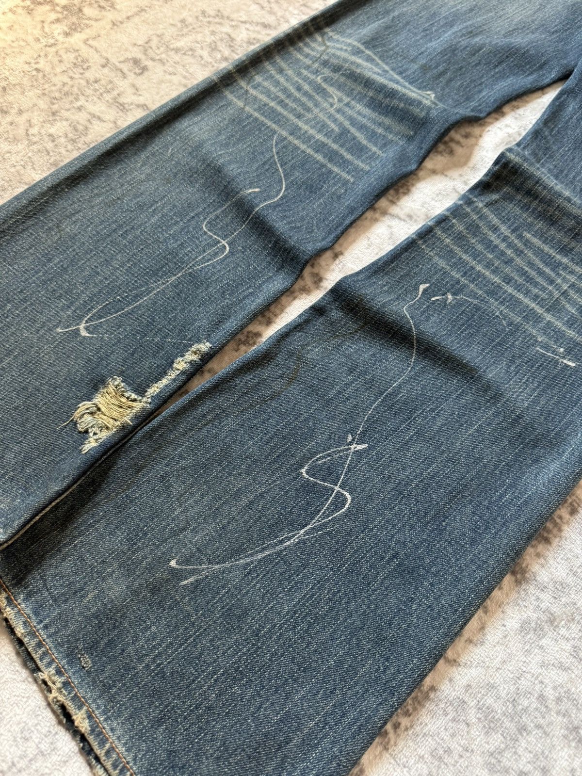 If Six Was Nine Root Three Japan Studded & Pierced Rusty Wash Flared Jeans Size US 32 / EU 48 - 20 Thumbnail