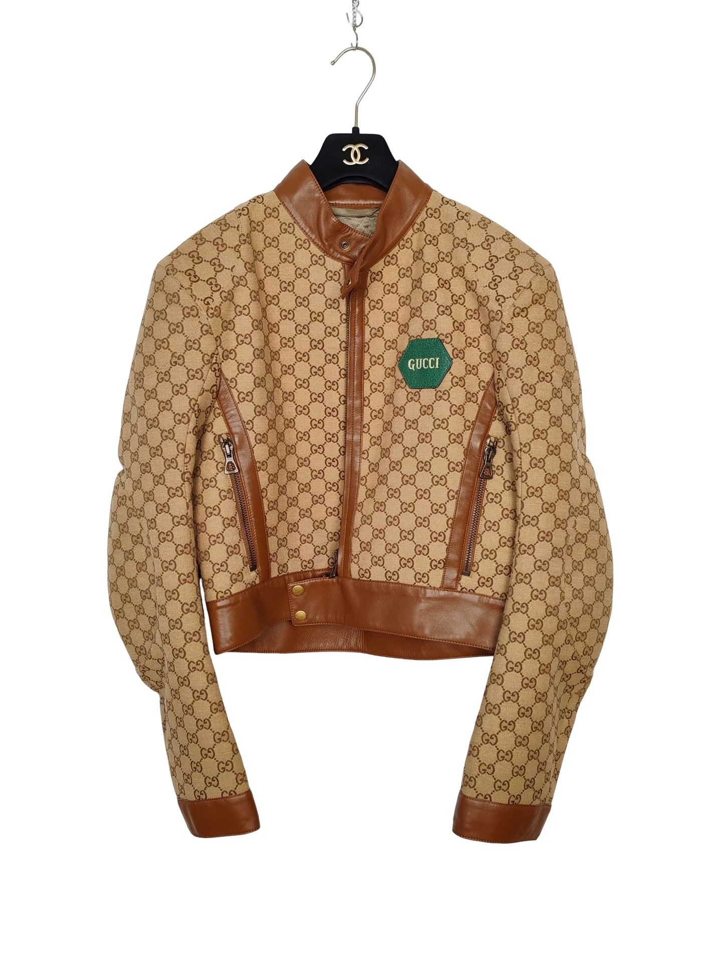 Gucci Gucci Monogram Leather Trim Jacket Size S Size US S / EU 44-46 / 1 - 1 Thumbnail