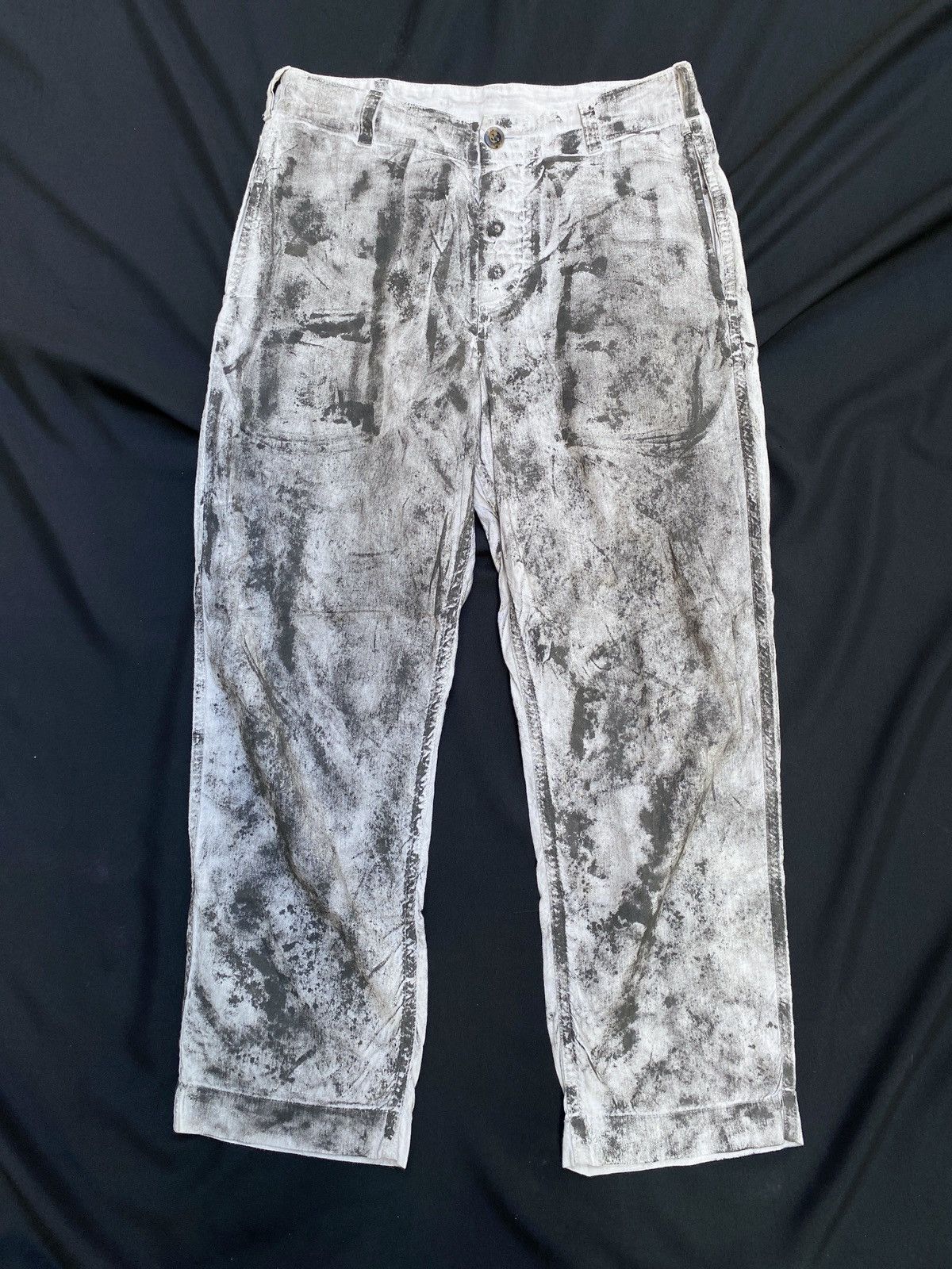 If Six Was Nine × Le Grande Bleu (L.G.B.) × Margaret Howell MHL Trompe l’oeil Painted Linen Trousers Gallery Dept Style Size US 29 - 1 Thumbnail