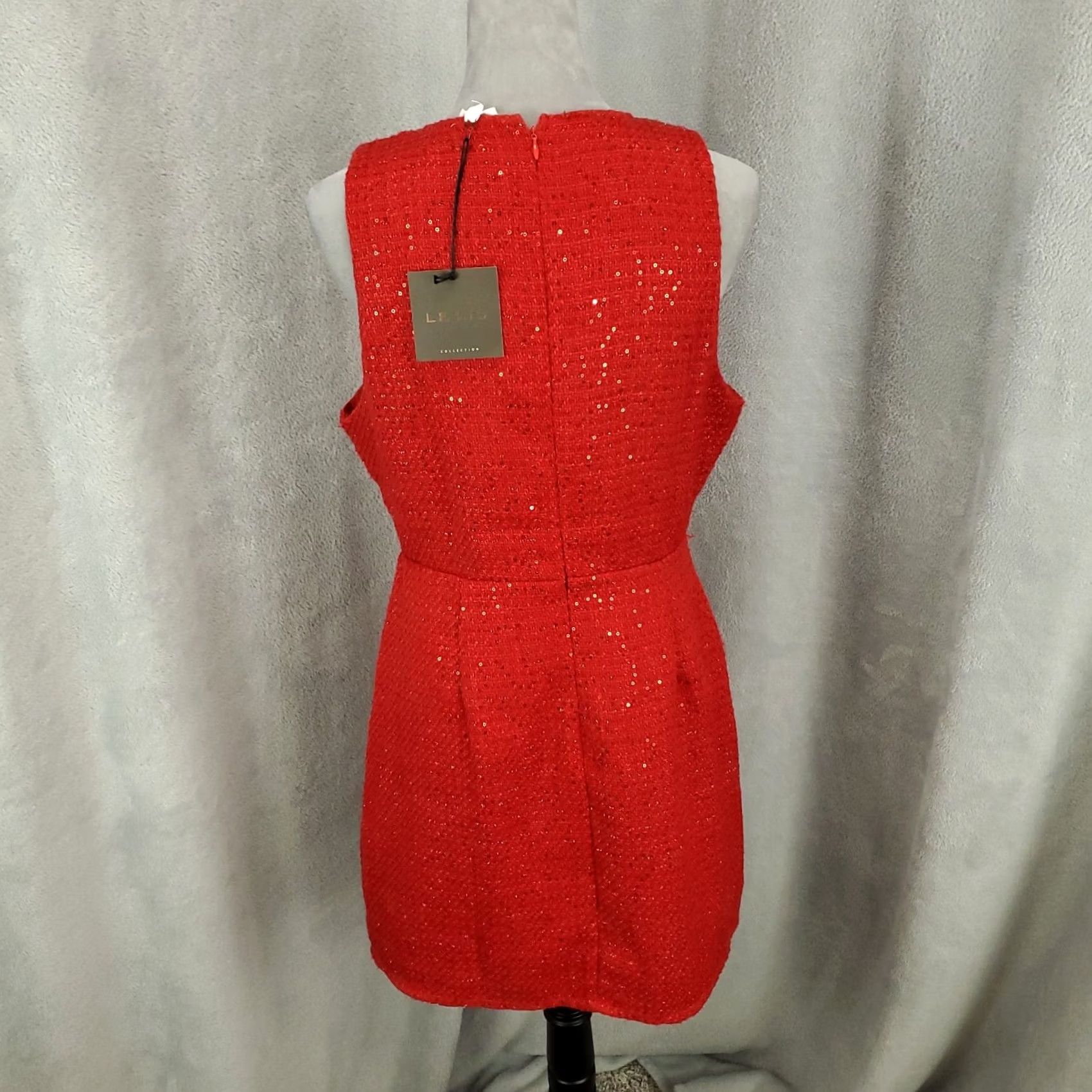 Vintage VINTAGE? New Le Lis Collection Dress Womens L Red Sparkle Sequin Mini Back Zip Lined Size L / US 10 / IT 46 - 3 Thumbnail
