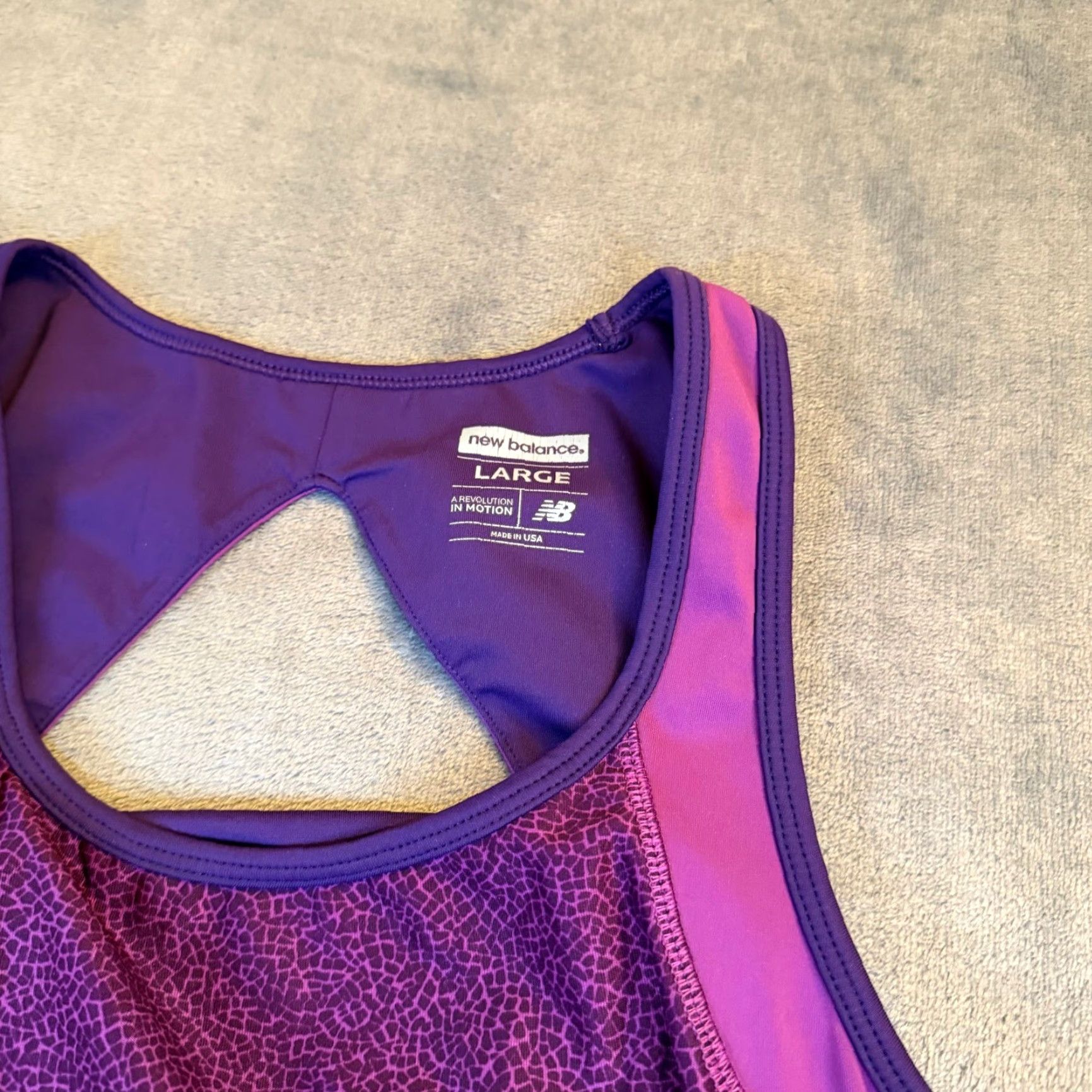 New Balance New Balance Athletic Tank Top Purple Pattern Racerback Womens Size Large Size L / US 10 / IT 46 - 2 Thumbnail