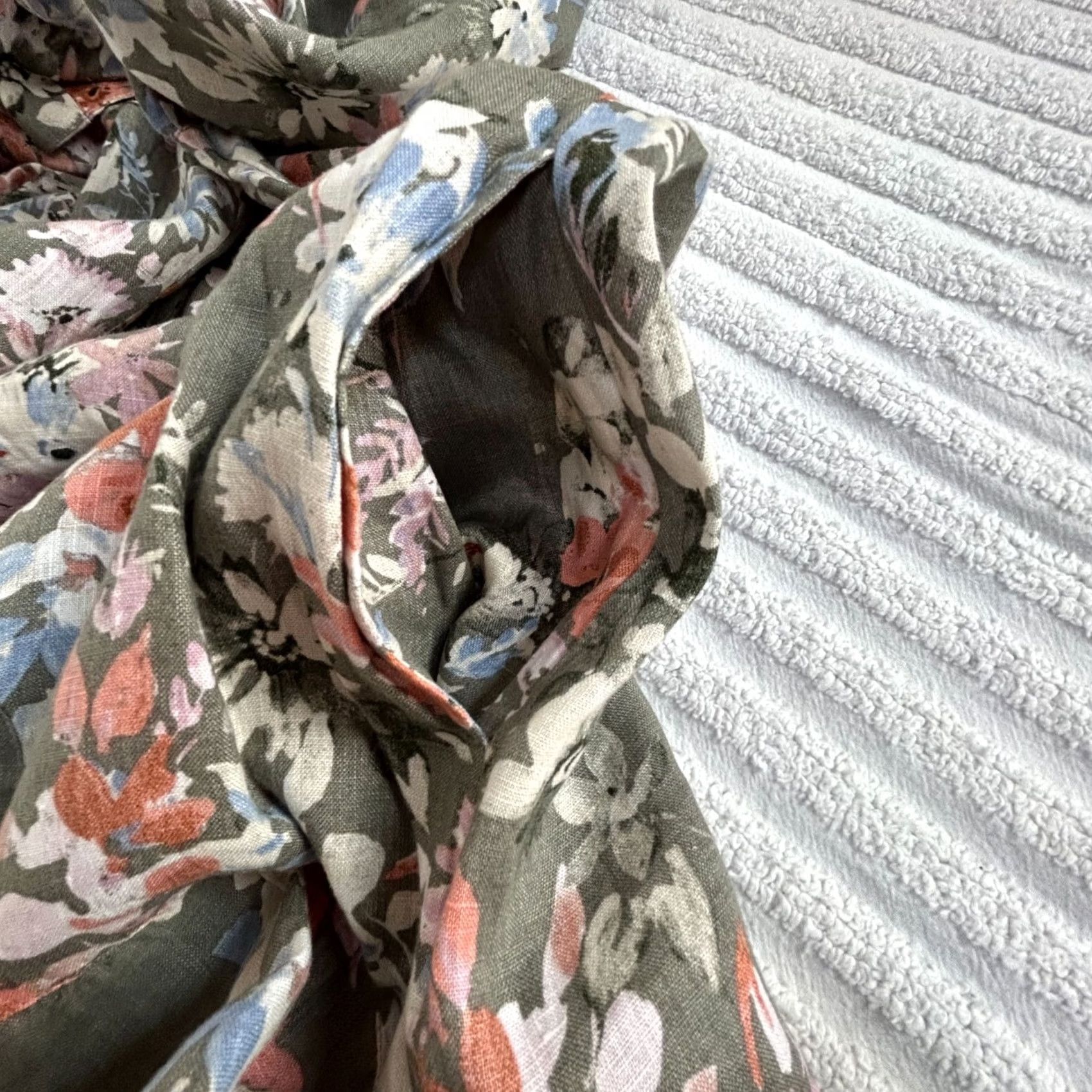 J. Jill J.Jill Love Linen Caraway Floral Dress Small Petite Green 3/4 Sleeve A-Line Womens) Size S / US 4 / IT 40 - 4 Thumbnail