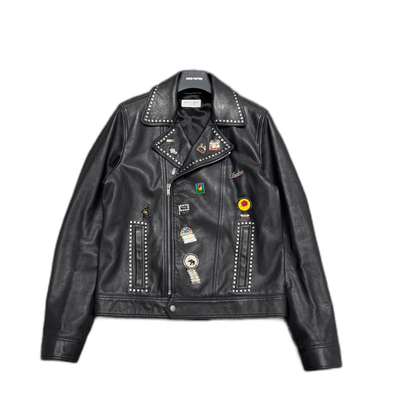 Saint Laurent Paris SLP Logo Studded Lambskin Leather Jacket Size US L / EU 52-54 / 3 - 1 Thumbnail
