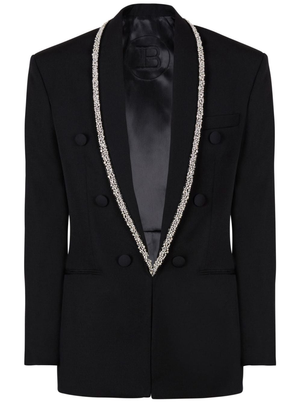 Balmain Balmain Grain De Poudre Jacket with Embroidered Collar Size 52R - 1 Thumbnail
