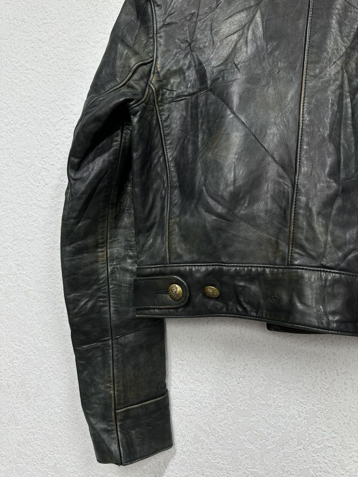 Polo Ralph Lauren Vintage Leather Jacket Polo Ralph Lauren Cropped Faded Rare Size S / US 4 / IT 40 - 14 Thumbnail