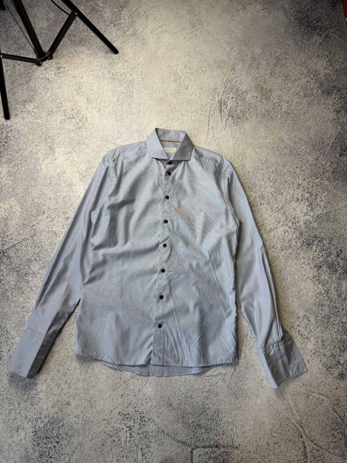 Eton ETON Mens Button Down Blue Cotton Slim Long Sleeve Shirt Size US L / EU 52-54 / 3 - 1 Thumbnail