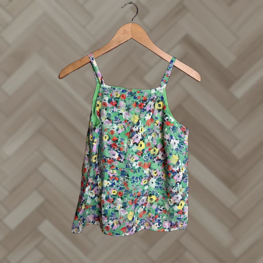 Anthropologie Anthropologie Maeve Quinn Cami Tank Textured Green Floral Size 0 Size XS / US 0-2 / IT 36-38 - 1 Thumbnail