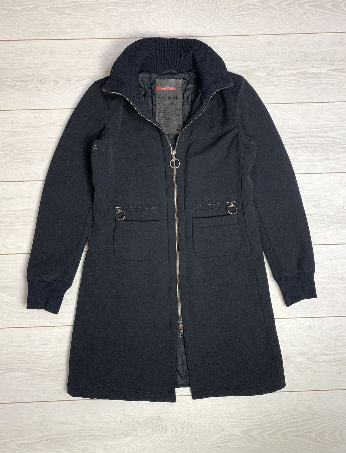 Prada Archival Prada Linea Rossa Nylon Quilted Long Jacket Black Size M / US 6-8 / IT 42-44 - 2 Thumbnail
