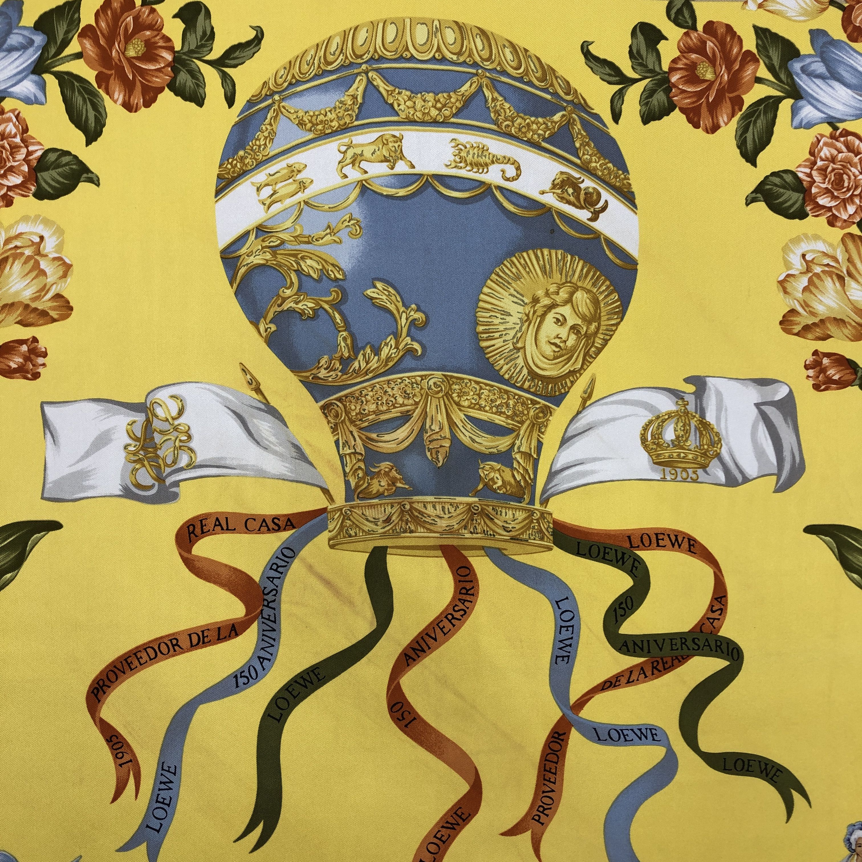Loewe × Vintage Vintage Loewe SILK Scarf Un Globo En Aranjuez Stole Wraps Size ONE SIZE - 7 Thumbnail