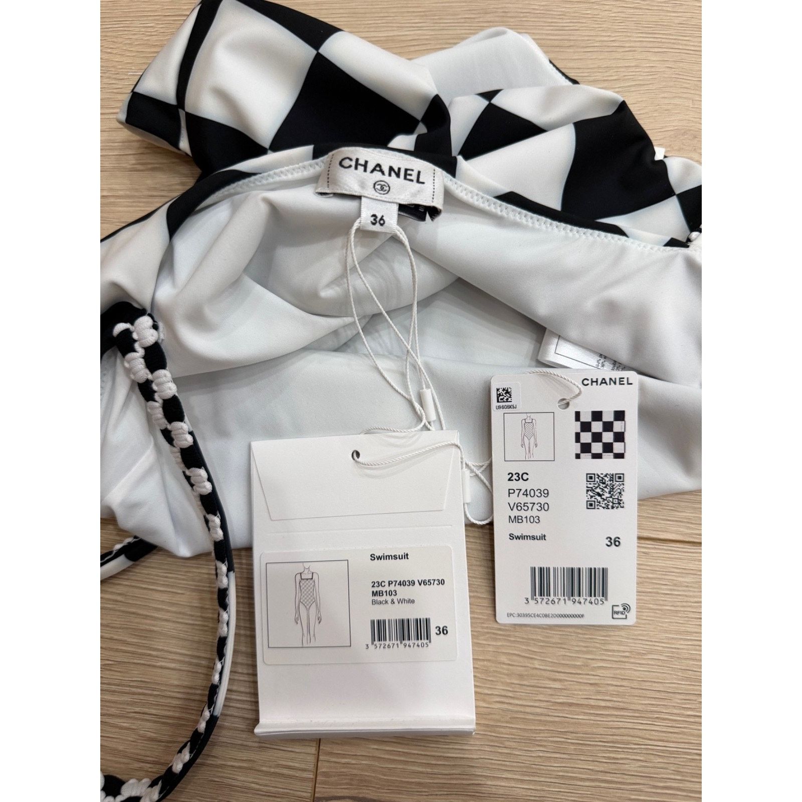 Chanel Chanel 23C Black White Checker Crystal CC Logo One Piece 36 Size XS / US 0-2 / IT 36-38 - 13 Thumbnail