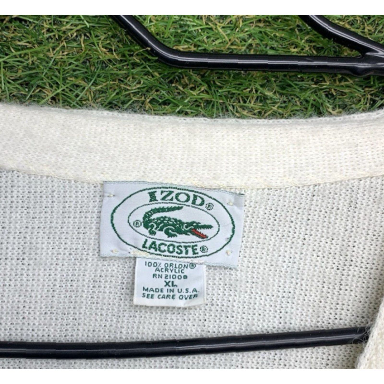 Izod VINTAGE Izod Lacoste Cardigan Sweater Mens XL Beige 80s 90s Preppy Golf Button Embroidered Logo Mens Cardigan Sweater Size US XL / EU 56 / 4 - 6 Thumbnail