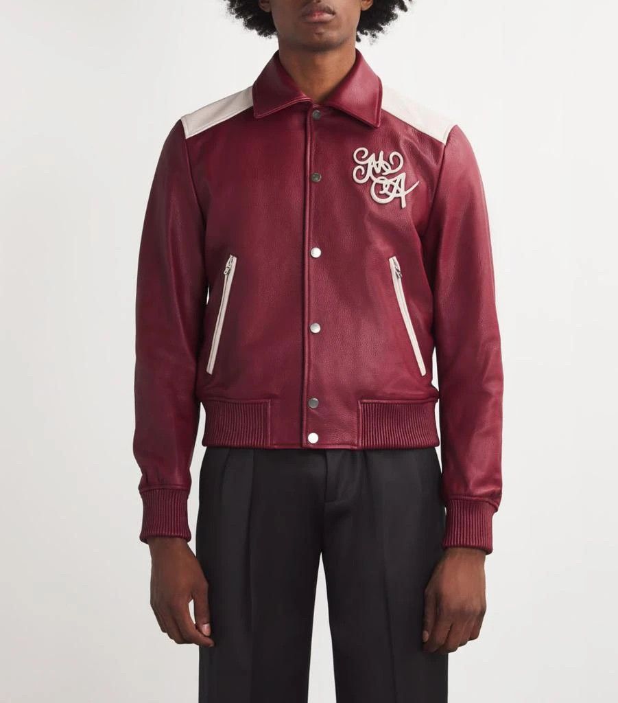 Amiri o1s1wg111125 Logo Leather Jacket in Burgundy/White Size US S / EU 44-46 / 1 - 3 Thumbnail