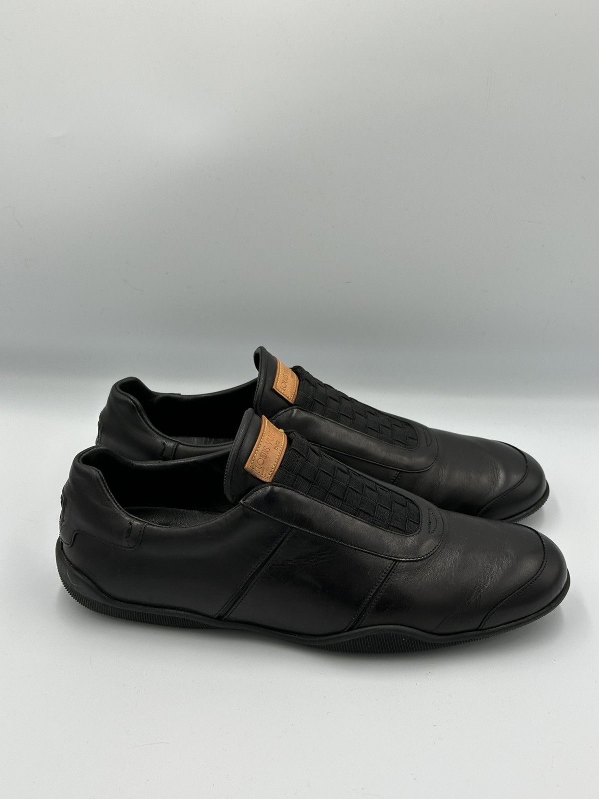 Louis Vuitton Louis Vuitton Black Leather Slip-On Sneakers Woven Panel Size US 9 / EU 42 - 5 Thumbnail